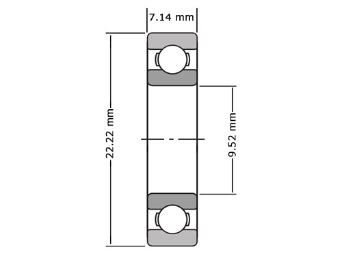 IBB Ball Bearing R6 2RS (3/8x7/8x0.2812inch) (9.52x22.22x7.14mm)