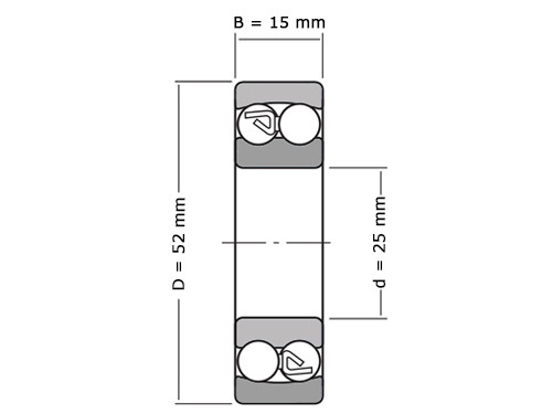 IBB Ball Bearing Self-Aligning 11205 Cylindrical