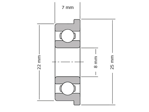 IBB Flange Bearing F608 2RS Stainless Steel (8x22x7mm)