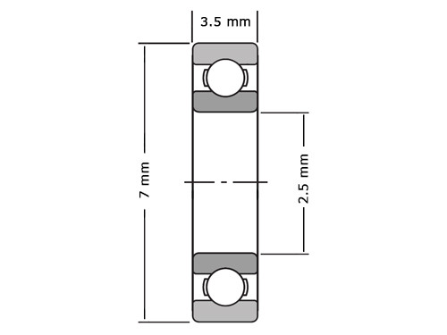 IBB Miniatuur Kogellager 692 X ZZ RVS (2.5x7x3.5mm)