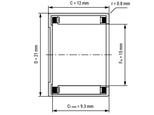 IBB Naaldhulslager 1-Zijdig Gesloten BK1512 (15x21x12mm)