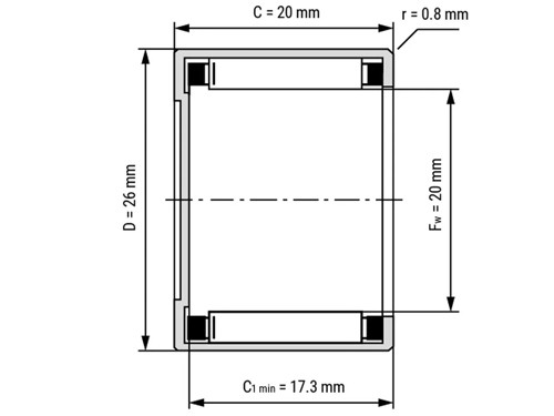 IBB Naaldhulslager 1-Zijdig Gesloten BK2020 (20x26x20mm)