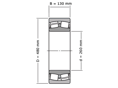 IBB Tonlager Zelfinstellend 22252 Cilindrisch (260x480x130mm)
