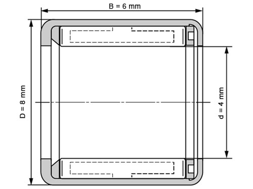 IBB Vrijloop Naaldhulslager HF0406 KFR