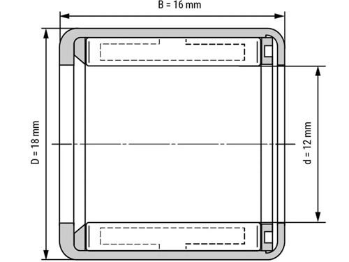 INA Vrijloop Naaldhulslager HF1216 L564 (12x18x16mm)