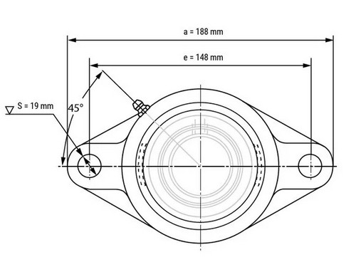 IBB Flenskogellager Ovaal UELFL209 (45mm)