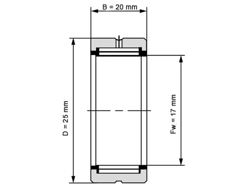 NTN Naaldhulslager NK17/20 R (17x25x20mm)