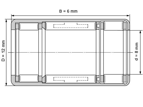 INA Vrijloop Naaldhulslager HFL0806 KF R L564 (8x12x6mm)