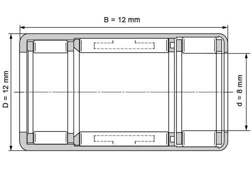 INA Vrijloop Naaldhulslager HFL0822 KF L564 (8x12x12mm)