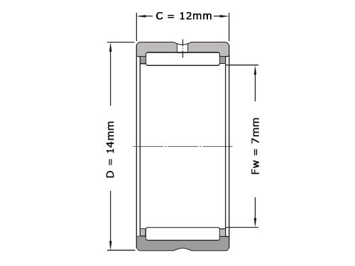 IBB Naaldlager Zonder Binnenring NK 7/12 TN (7x14x12mm)