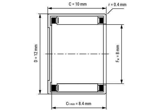NTN Naaldhulslager 1-Zijdig Gesloten BK0810 C (8x12x10mm)