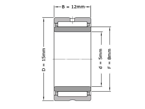 IBB Naaldlager Met Binnenring NKI 5/12 TN (5x15x12mm)