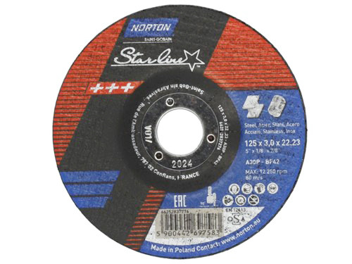 Norton Starline Doorslijpschijf 125x1.0mm