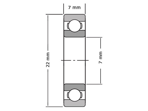 NSK Miniatuur Kogellager 627 UM C3 (CN C0) (7x22x7mm)