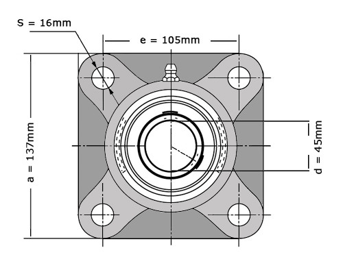 SKF Lagerblok Vierkant FY45 WF (45mm)