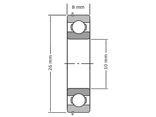 IBB Kogellager 6000 2RS NR RVS(10x26x8mm)