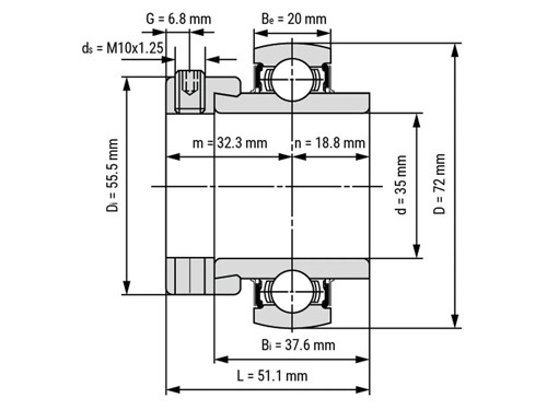 IBB Flenskogellager Vierkant UELF207 (35mm)