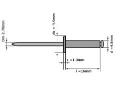 Blindklinknagel DIN 7337 Platbolkop 4.8x16mm Aluminium/Staal Verzinkt photo