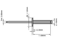Blindklinknagel DIN 7337 Platbolkop 6x8mm Aluminium/Staal Verzinkt photo