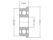 IBB Flenskogellager F61901 2RS (12x24x6mm) photo